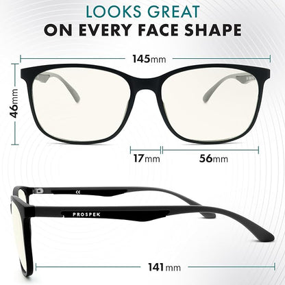 Prospek Mens Blue Light Glasses,CARBON - High Optical Quality Lenses and Ultra Light Frame