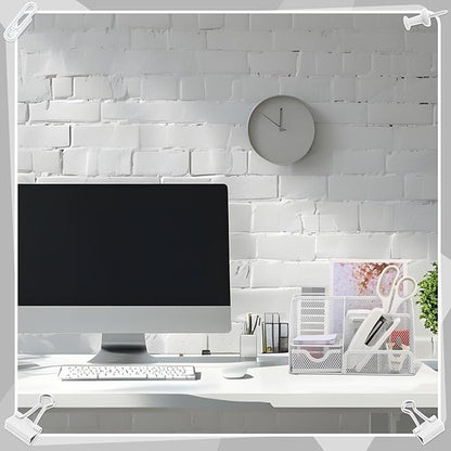 11 in 1 Desk Organizers and Accessories - White Office Supplies - Includes White Stapler, Tape Dispenser, Pen Holder, Staple Remover, Clips, Ruler, Scissors, Tapes, Tabs