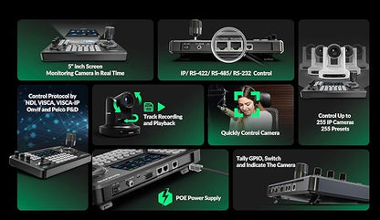 AVKANS 20X NDI PTZ Camera Kits - 2pcs 20X AI Auto Tracking NDI Camera with 1pcs IP Joystick Controller Package for Church Live Streaming Video Production（2X LV20N and 1x AV-Joy-IP）