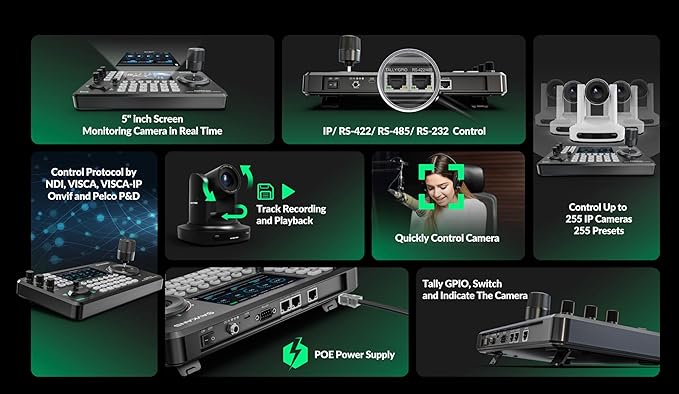 AVKANS 30X NDI PTZ Camera Kits - 2pcs 30X NDI Camera with 1pcs IP Joystick Controller Package for Church Live Streaming Video Production（2X AV-CM30-NDI and 1x AV-Joy-IP）