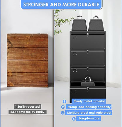 SUXXAN Metal 4 Drawer Lateral File Cabinet with 4 Lock - Wide Filing Cabinet for Letter/Legal/F4/A4 Hanging Files - Includes Business Card Holder,Home Office School Storage,Black