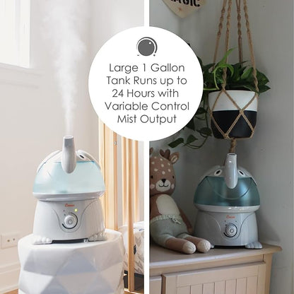 Crane Cute Animal Humidifier for Kids Bedroom and Nursery, Ultrasonic Cool Mist, 1 Gallon, Auto Shut Off, Cool Mist Humidifier