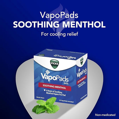 Vicks VapoPads Original Menthol Scent Refill Pads for Vicks Humidifiers and Sinus Inhalers,20 Count (Pack of 12)