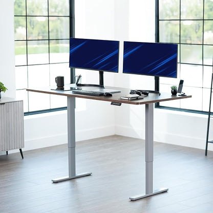 VIVO Electric 71 x 36 in Rustic Standing Desk, Memory Height Adjustment, 1B Series, Vintage Brown Top Gray Frame, DESK-KIT-1G7N-36