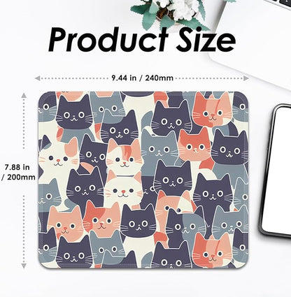 Square Mouse Pad with Stitched Edge, Premium Mousepad Washable Cloth. Computer Mouse Pad with Non-Slip Rubber Base, Mouse Pads for Computers Laptop Mouse 9.25x7.75x0.12 inch-Round Face Cat