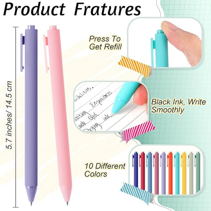 Crtiin 50 Pcs Gel Ink Pens Bulk, Black Ink 0.5mm Fine Point Retractable Pen Smooth Writing Office School Supplies for Teacher Server Operation Christmas Charity Donation Thanksgiving (Rainbow Colors)