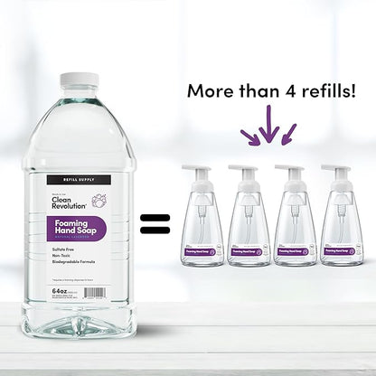 Clean Revolution Foaming Hand Soap Refill Supply Container, Ready to Use Formula, Natural Lavender Fragrance, 64 Fl Oz (Pack of 1)