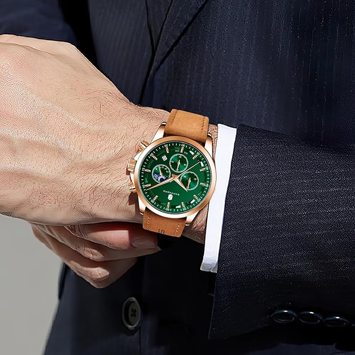 BY BENYAR Mens Watches Analog Quartz Chronograph Waterproof Wrist Watches for Men Fashion Business Work Casual Sport Designer Dress Watch with Calendar Elegant Gifts for Men