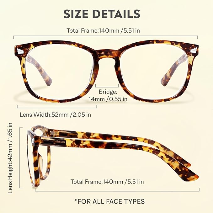 Blue Light Glasses for Woman Men | 99% Blue Light Blocking Glasses for Computer Gaming TV Phone Screen Square Frame | Anti Eyestrain & UV Glare Protection - 2 Pair