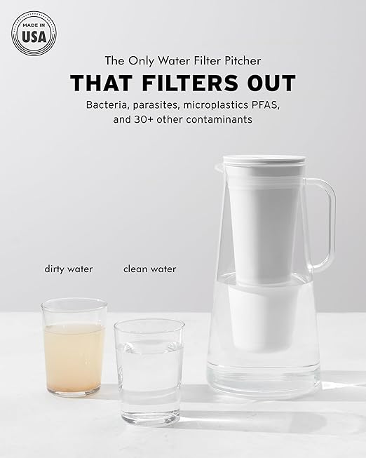 LifeStraw Home – Water Filter Pitcher, 7-Cup, Obsidian, BPA Free Designed for Everyday Protection Against Bacteria, parasites, microplastics, Lead, Mercury, PFAS, and a Variety of Chemicals