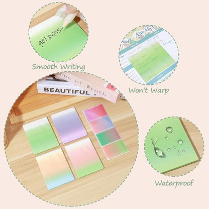 BAYTORY 300 Sheets Transparent Glitter Sticky Note, 3 × 3 Clear Memo Pads, Self-Stick Index Tabs, Waterproof See Through Self-Adhesive Sticky Notes, for Office School Supplies (76mm)