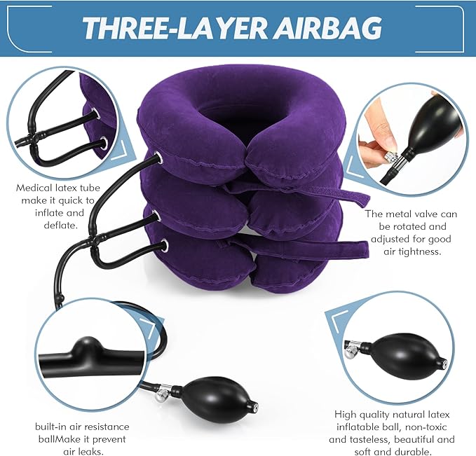 Neck Stretcher, Neck Traction Device, Neck Pain Relief, Adjustable Inflatable Neck Brace & Neck Stretcher Cervical Traction, Neck Decompression Home Use