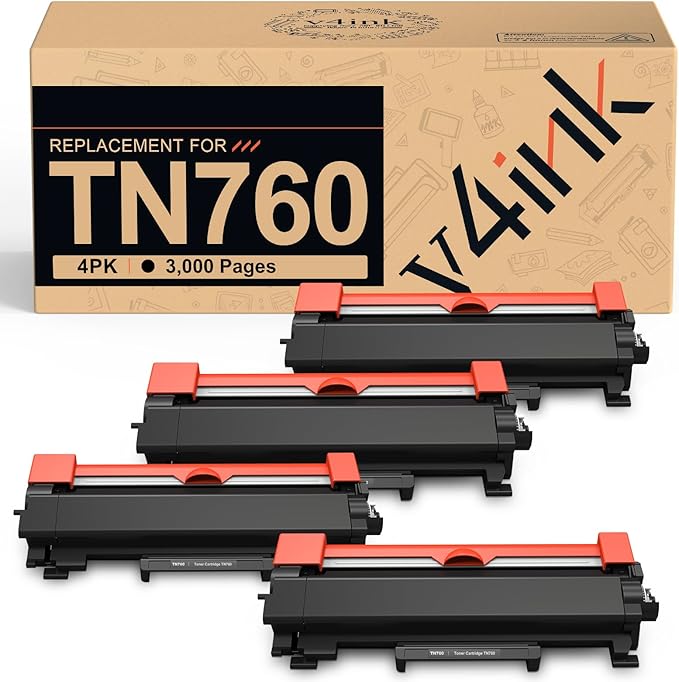 v4ink TN760 Toner Compatible Replacement for Brother TN760 TN-760 TN730 TN770 Toner Cartridge Black for Brother Printer L2550DW L2325DW L2350DW L2370DW L2390DW L2395DW L2690DW L2710DW L2717DW L2750DW