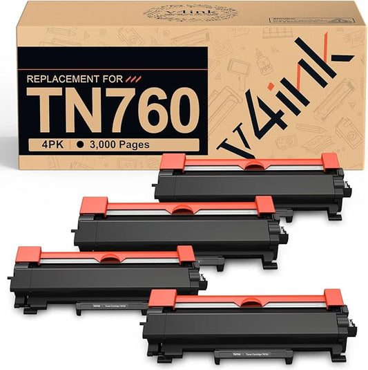v4ink TN760 Toner Compatible Replacement for Brother TN760 TN-760 TN730 TN770 Toner Cartridge Black for Brother Printer L2550DW L2325DW L2350DW L2370DW L2390DW L2395DW L2690DW L2710DW L2717DW L2750DW