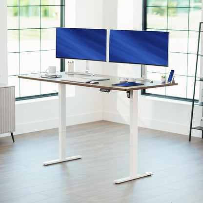 VIVO Electric 71 x 36 in Rustic Standing Desk, Memory Height Adjustment, 1B Series, Vintage Brown Top White Frame, DESK-KIT-1W7N-36