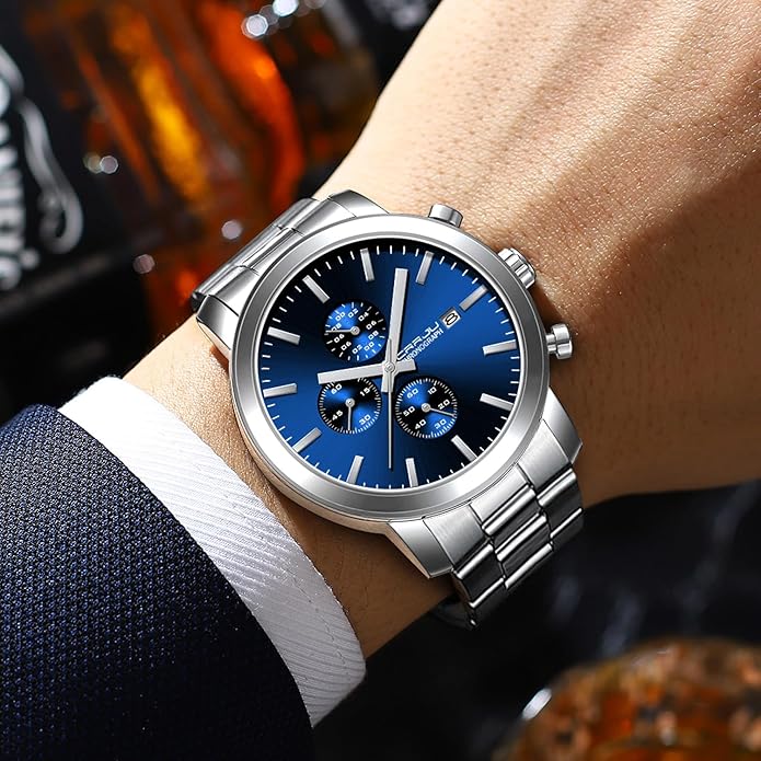 CRRJU Mens Stylish Casual Quartz Watches for Men Luxury Waterproof Calendar Chronograph Japan Movement Wristwatches