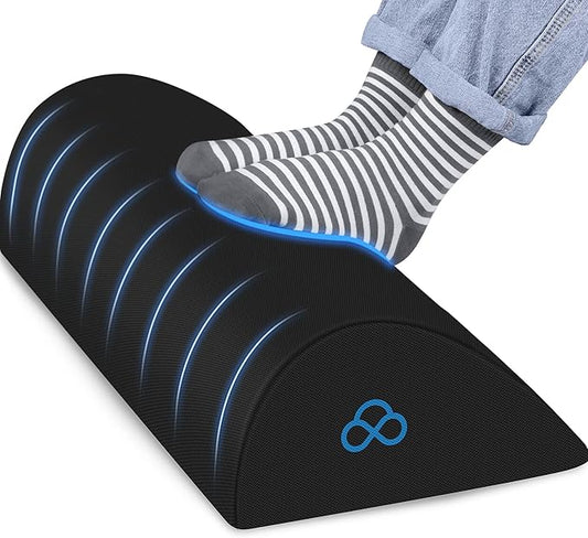 StepLively Foot Rest Ergonomic Pillow for Under Desk at Work, Anti-Fatigue Footrest Support Pillow for Fatigue & Pain Relief, Comfortable for Office Chair, Car Seat & Gaming Chair - Black, Large