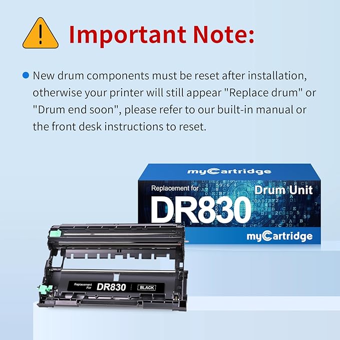 myCartridge Compatible DR830 Drum Unit Replacement for Brother DR830 DR-830 Drum forHL-L2460DW DCP-L2640DW HL-L2405W MFC-L2820DW HL-L2400D HL-L2480DW MFC-L2820DWXL Printer( Black 1 Pack,No Toner)