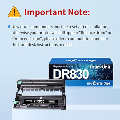 myCartridge Compatible DR830 Drum Unit Replacement for Brother DR830 DR-830 Drum forHL-L2460DW DCP-L2640DW HL-L2405W MFC-L2820DW HL-L2400D HL-L2480DW MFC-L2820DWXL Printer( Black 1 Pack,No Toner)