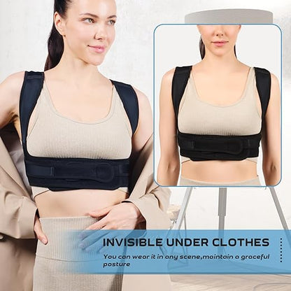 Posture Corrector Back Brace for Women and Men, Adjustable Lightweight Upper Braces Posture Corrector, Shoulder Pain Relief Under Clothes SIZE M