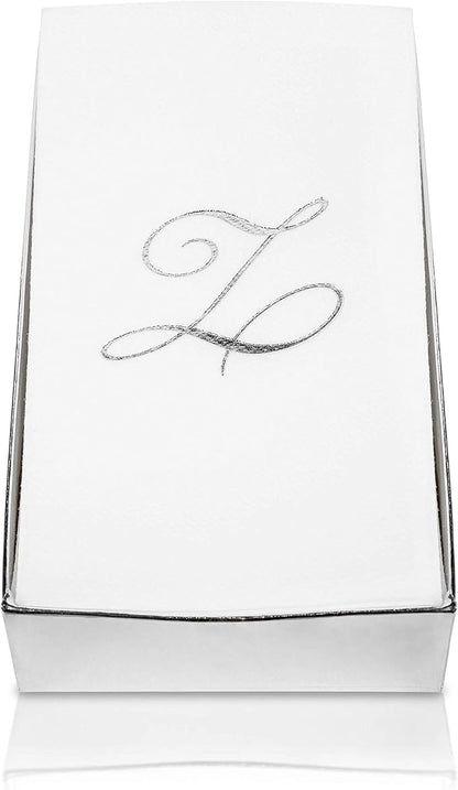 AMERICAN HOMESTEAD Disposable Hand Towels - Gold Foil Monogrammed Guest Napkins - Linen-Like Bathroom Paper Towels for Guests - Perfect Wedding and Party Napkins - 50 Count (Gold T)