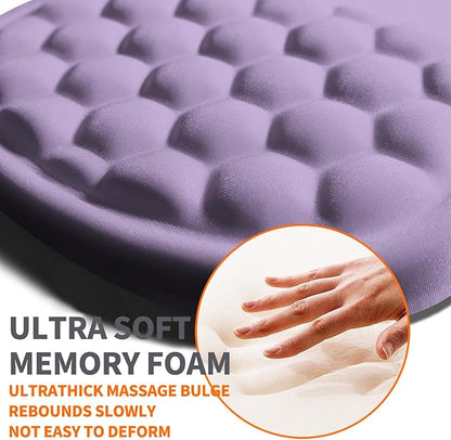 Ergonomic Joint Wrist Support Mouse Pad with Memory Foam Cushion Massage Bump, Carpal Tunnel Pain Relief Mousepad Slope Design for Wrist Rest, 11.8x7.9 in, Pale Purple