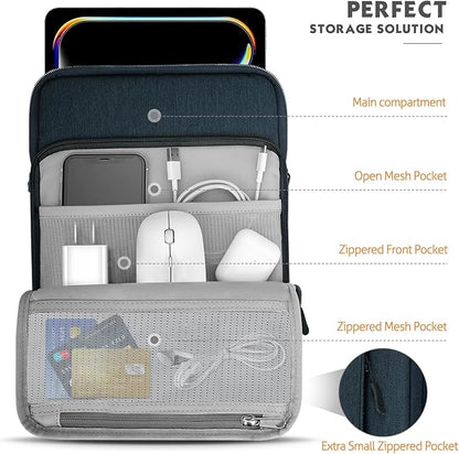 MoKo 12.9 Inch Tablet Sleeve Bag Carrying Case with Pockets Fits 13 Inch New iPad Pro M4 & Air M2 2024, iPad Pro 12.9 M2&M1, Surface Laptop Go 12.4", Galaxy Tab S8+/S9+ 12.4", Indigo