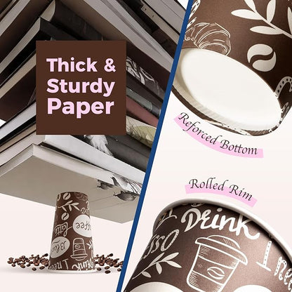 Fit Meal Prep 16 oz Coffee Cups 1000 Count, Leak-Proof Hot Cup, Disposable Paper Coffee Cup Bulk for Hot/Cold Beverage, Durable Thickened Paper Cups for Party, Office, Bussines, Home, Bistros