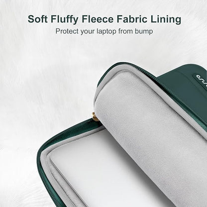 MOSISO 13.3 inch Laptop Case, 13-13.3 inch Puffy Laptop Sleeve Compatible with MacBook Air 13 13.6 M4 M3 M2 M1/Pro 13/Pro 14, HP Dell ASUS Lenovo,Polyester Horizontal Bag with Small Case,Peacock Green