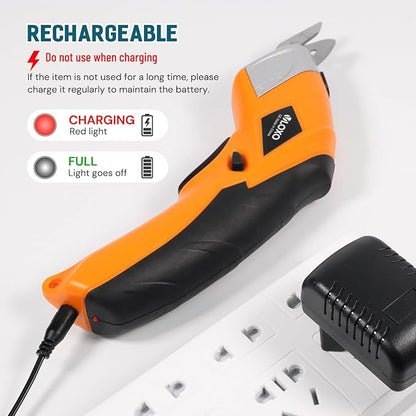 VLOXO Electric Scissors, Cordless Cardboard Cutter Power Fabric Scissors Mini Box Cutter with Blades Rechargeable Multi-Tool for Crafts Leather Cardboard Carpet Plastic Include Case Yellow