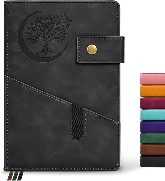 Blank Journal Notebook, A5 Hardcover Leather Sketchbook with 200 Pages Thick Blank Paper for Men Women, Unlined Drawing & Writing Journal, 5.9" x 8.4" Plain Notebook (black)
