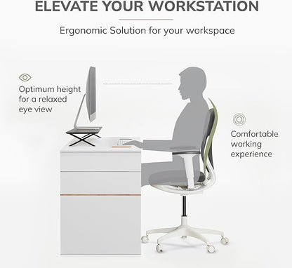 Anji Mountain Monitor Stand - Desktop Organizer & Laptop Riser, Ergonomic Monitor Riser, Space-Saving Monitor Stand for Desk, Durable Construction, Easy Assembly, Ideal for Home & Office,Black