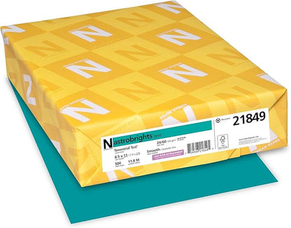 Neenah Astrobrights Color Paper, 8.5” x 11”, 24 lb/89 gsm, Terrestrial Teal, 500 Sheets (21849) (21849)