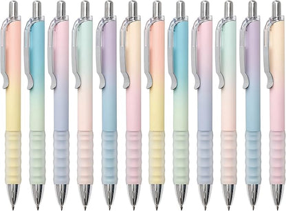 Gel Pens Fine Point 0.7mm Black Ink Gel Pen Retractable Cute Pens for Smooth Writing School Office Supplies, Pack of 12