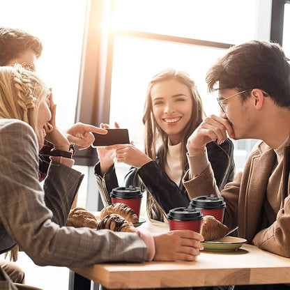 LITOPAK 80 Pack Insulated Ripple Wall 12 oz Disposable Paper Cups, Three Layer Insulated Hot Paper Coffee Cups with Lid and Straws for Parties, Picnics, and Travel