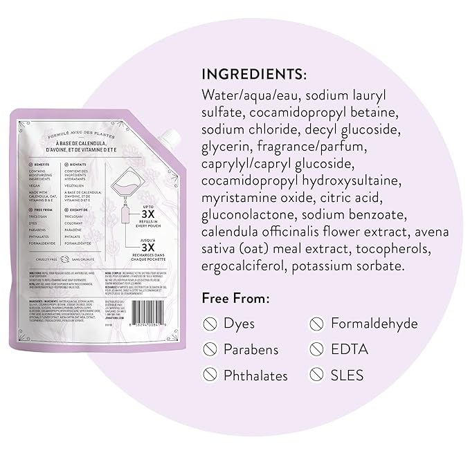 J.R. Watkins Gel Hand Soap Refill, Moisturizing Hand Wash, Alcohol-Free, Cruelty-Free, Lavender, 34 Fl Oz (Pack of 3)