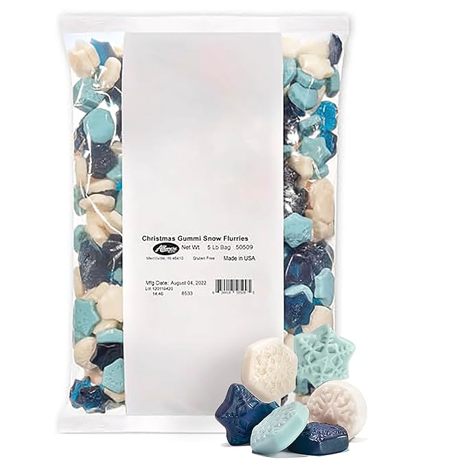 Albanese Worlds Best, Holiday Candy, Snow Flurries Gummies, 5lb Bag, Great Stocking Stuffers,Gluten-Free