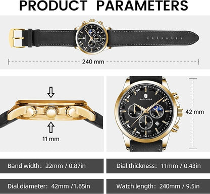BY BENYAR Mens Watches Analog Quartz Chronograph Waterproof Wrist Watches for Men Fashion Business Work Casual Sport Designer Dress Watch with Calendar Elegant Gifts for Men