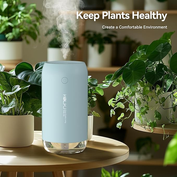 Portable Mini Humidifier, KQLKJ 350ml Small Cool Mist Humidifiers, USB Personal Desktop Humidifier for Bedroom Car Office Travel with Auto Shut-Off & 2 Mist Modes (Blue)