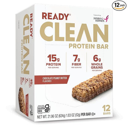 Ready® Protein Bars – High-Protein Snack with 15g Whey Protein, All-Natural Ingredients, Supports Lean Muscle and Recovery, No Artificial Sweeteners – Chocolate Peanut Butter, 12-Pack