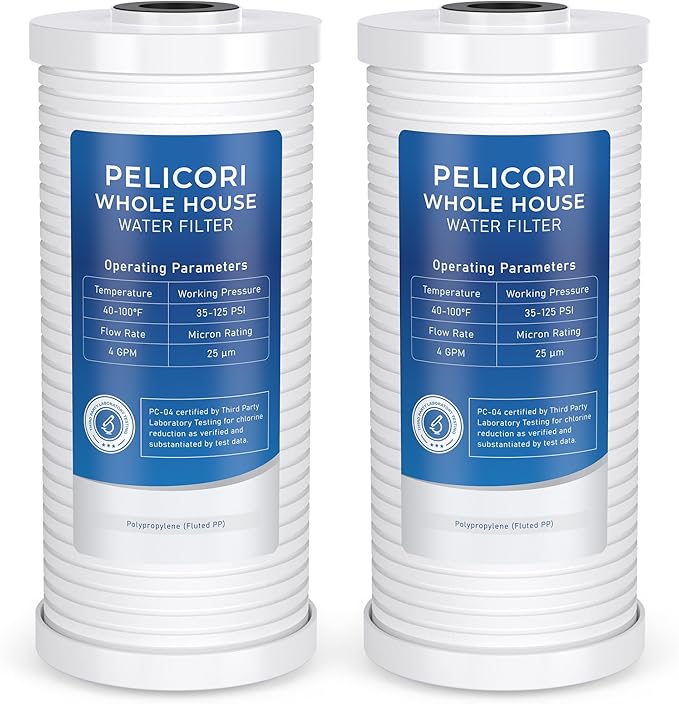 4.5" x 10" Universal Sediment Water Filter Replacement Cartridge for Whole House Filtration Systems - Model AO-WH-PREL-R - 25 micron (2 Pack)