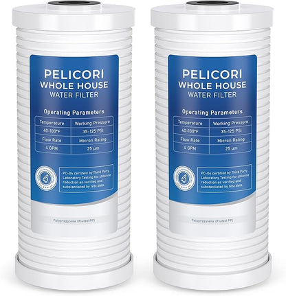4.5" x 10" Universal Sediment Water Filter Replacement Cartridge for Whole House Filtration Systems - Model AO-WH-PREL-R - 25 micron (2 Pack)