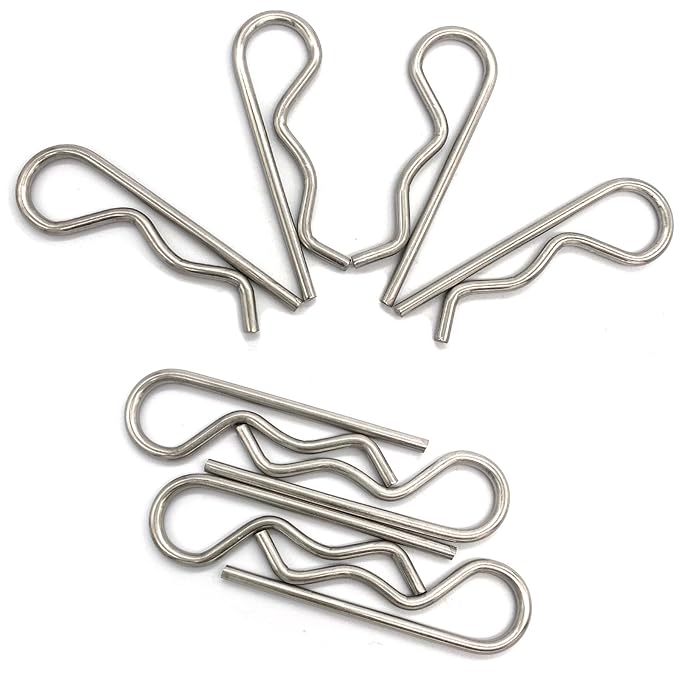 4 Pcs Heavy Duty Stainless Steel Cotter Pin R Clip Large Spring Retaining Wire Hair Pins Hitch Pin Clips Large Carter Pins for Trailer Pin Clips Lock System M4x85 Keeper Pins