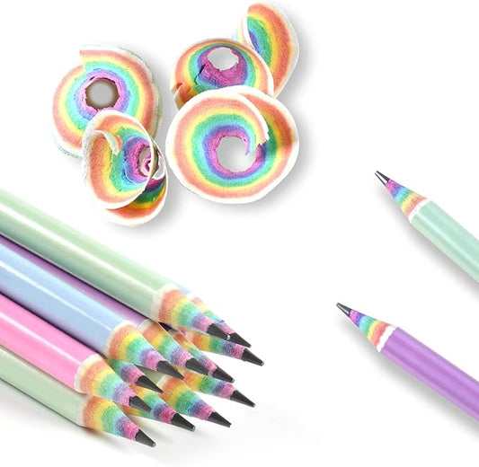 ECOTREE Pre-Sharpened Pencils #2 Eco Rainbow Paper Pencil for Kids Cute Number 2 Pencils with Erasers for School, Writing,12 Count