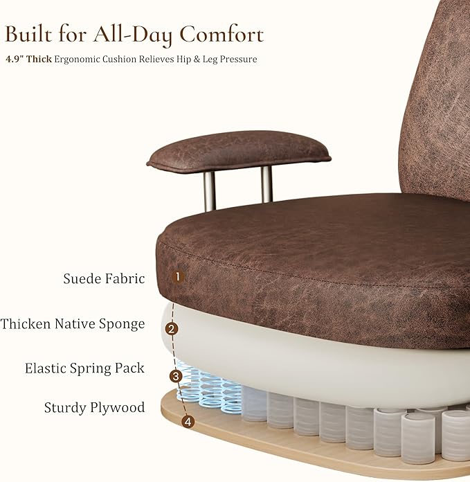 EUREKA ERGONOMIC Home Office Desk Chairs, Ergonomic Computer Chair with High Back, Executive Office Chair with Lumbar Support, Spring Cushion Seat, Mid-Century Modern, Brown
