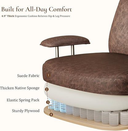 EUREKA ERGONOMIC Home Office Desk Chairs, Ergonomic Computer Chair with High Back, Executive Office Chair with Lumbar Support, Spring Cushion Seat, Mid-Century Modern, Brown