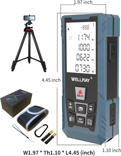 Laser Measuring Tool 500Ft Laser Measurement Tool with Angle Finder 150M Laser Distance Meters Accuracy ±1.5MM Square Footage Measure with Electronic Horizontal Calibration Indoor Easy Read