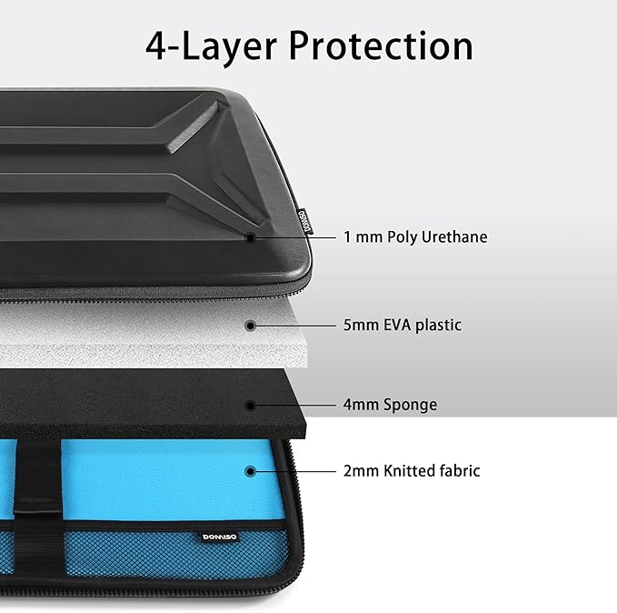 DOMISO 17 Inch Laptop Hard Case with Strap, Waterproof Shockproof Hard Shell Protective Carrying Laptop Bag for Most 17-17.3" Laptops/Dell XPS 17 / HP Envy 17, Black