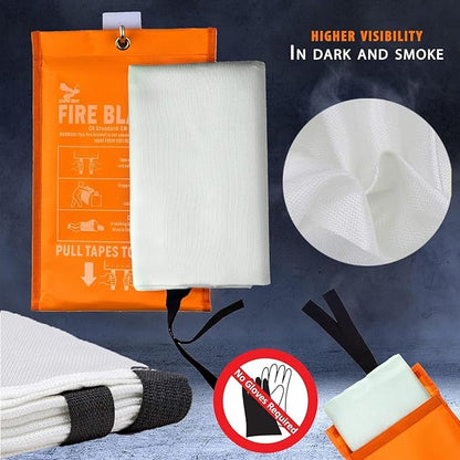 Supa Ant Emergency Fire Blanket for Home and Kitchen - 1 Pack 1500F High Visibility (Glow in The Dark) Smother Kitchen Fire Blanket - CE Certified Hero Fire Blankets Emergency for Home (47in)