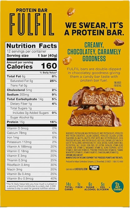 FULFIL Protein Snack Bars, Best Sellers Variety Pack, Gluten Free with 15g Protein, Pantry Staples, 12 Count